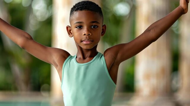 A Boy's Freedom: A young boy stands with arms outstretched, exuding a sense of freedom and serenity. Capturing the essence of childhood innocence and joyful openness.