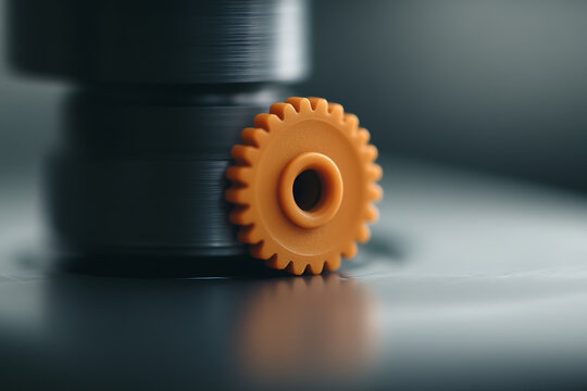 A vibrant orange gear stands out against a dark backdrop. The gear's precise construction and smooth surface invite a closer look at its mechanical details. #engineering #mechanism