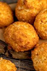 sweet cookies with coconut are on the table, a group of sweet and delicious freshly made cookies for a tea party