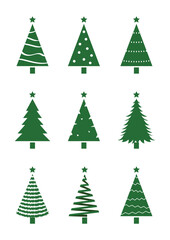Set of vector icons of Christmas trees