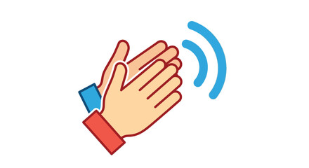 Illustration of hands clapping with a sound wave graphic displayed nearby