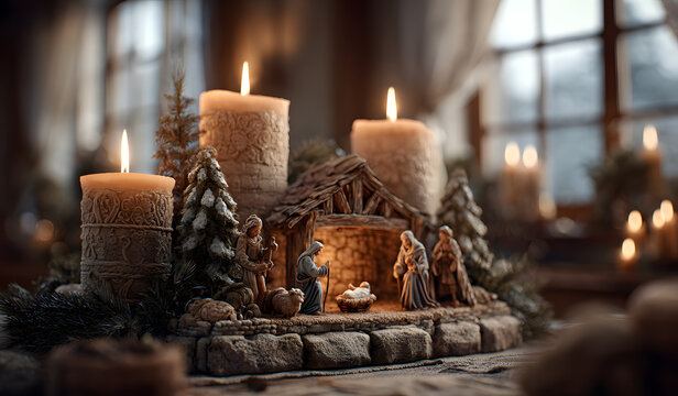 Advent Candles and Creche Week 2