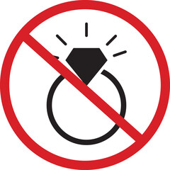 Symbol of no marriage or engagement with a ring icon