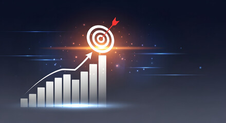 Business Growth Target Achievement Digital Illustration Copy Space