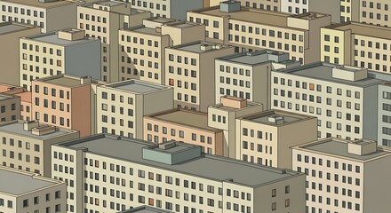 Aerial View of Dense Urban Cityscape with Numerous Buildings.