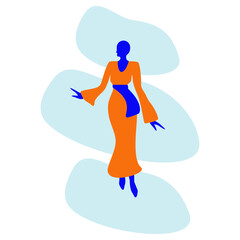 Abstract Silhouette of Woman in Dress Vector Illustration Isolated on White Background
