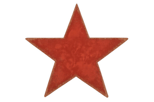 Red star symbol representing communism, socialist ideology, and the former soviet union world power, transparent background