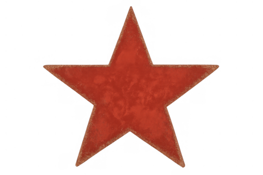 Red star symbol representing communism, socialist ideology, and the former soviet union world power, transparent background