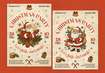 Vintage Santa Christmas Party Flyer Layout