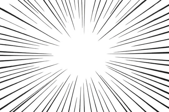 Radial grunge speed lines creating a dynamic comic book effect for animation and motion background, transparent