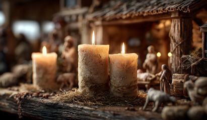 Advent Candles and Creche Week 3