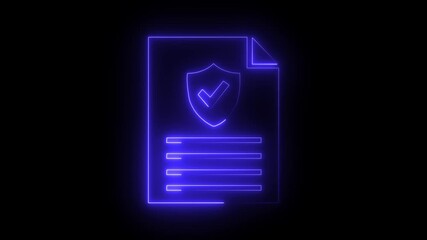 Neon line Digital document verification and approval secure online workflow, glowing check marks, data verification, file management with verification, file management with alpha channel.4k video - Powered by Adobe
