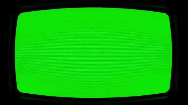 Green Screen Surveillance Feed with cctv cam 1 main monitor display scan lines on distortion, overlay, glitch, static noise, black background, 4k animated video loop