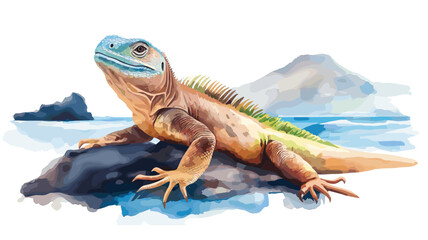 Fototapeta premium Galapagos Islands. Galapagos Islands hand drawn watercolor illustration