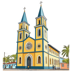 Obraz premium Saint Peter and Paul Cathedral. Saint Peter and Paul Cathedral hand drawn watercolor illustration