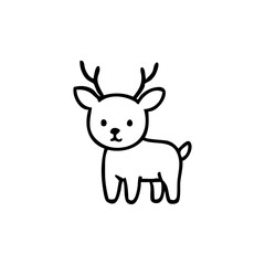 Simple line drawing of a cute, cartoon deer