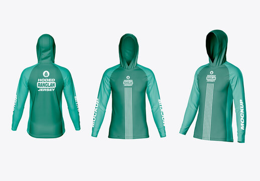 Hooded Raglan Jersey Mockup