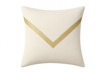Cream cushion with golden chevron pattern for home decor
