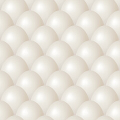 Seamless Egg Pattern, Vector Illustration. Realistic 3d White Eggs Texture. Easter and Farm Background. Organic Food Wallpaper, Repeating Egg Shell Pattern for Packaging, Kitchen Design