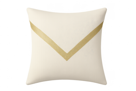 Cream cushion with golden chevron pattern for home decor