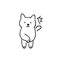 Cartoon dog waving in simple black outline style
