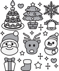 Cute Christmas Lettering Set | Calligraphy & Greeting Text for Commercial Design(monochrome)-かわいいクリスマス文字デザインセット｜カリグラフィー・商用グリーティング素材(モノクロ)