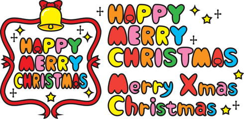 Cute Christmas Lettering Set | Handwritten Calligraphy & Greeting Text for Commercial Design(color)-かわいいクリスマス文字デザインセット｜手書き風・カリグラフィー・商用グリーティング素材(カラー)