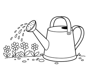 Watering can showering flowers