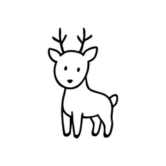 Cartoon reindeer outlined in black, facing forward