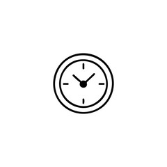 Simple circular wall clock illustration in black lines