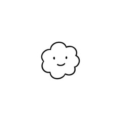 Smiling cloud outline, simple, minimal drawing