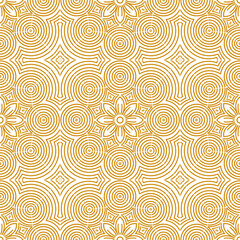Fototapeta premium A seamless vintage floral pattern vector illustration with retro style geometric tile texture