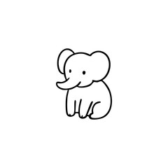 Simple line art of small sitting elephant