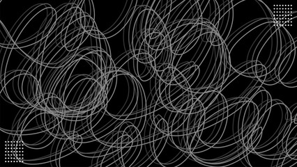 Abstract White Line Scribbles Tangled Sketch Isolated on Black Background.Vector Illustration, great for modern abstract cover.