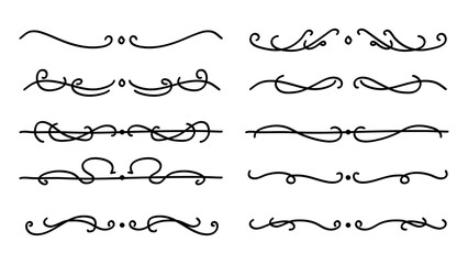 Obraz premium Nature floral vine line divider hand drawn for text layout separator decoration element set.