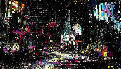 Neon Glitch Overlay – RGB Shift Digital Noise Texture