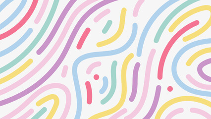 Colorful Background in Cute Pastel Line Pattern Abstract Wavy Curved Design.Vector Illustration