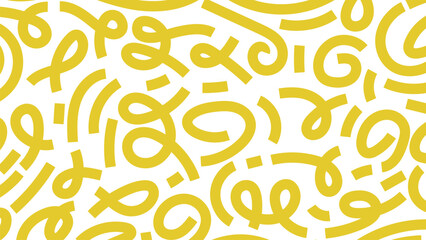 Abstract Yellow Groovy Doodle Wavy Stripes Line Shapes Pattern Background.Vector Illustration
