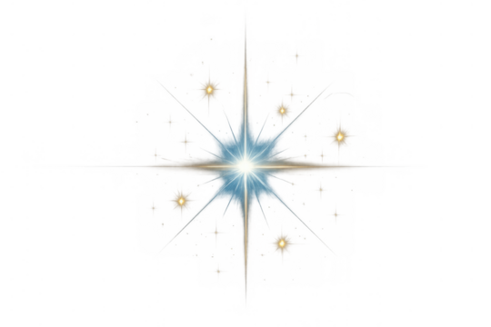 Light flare effect showing star shape, sparkle, and glow with shimmering gold specks on transparent background