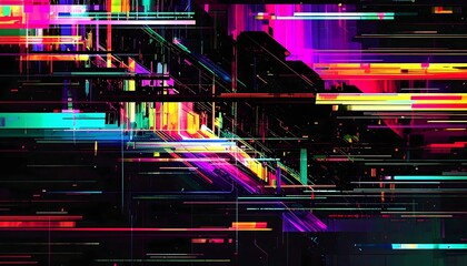 Vibrant Glitch Art Pattern – Colorful Digital Noise Texture Premium