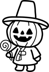 한복 입은 호박 드로잉