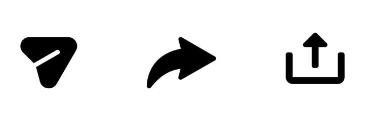 Share icon set. Arrow symbol, Reply send forward icons button. Send message icon. External Link Icon. Upload icon. export symbol - social media and network share icon button