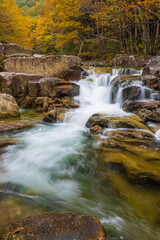 waterfall in autumn forest