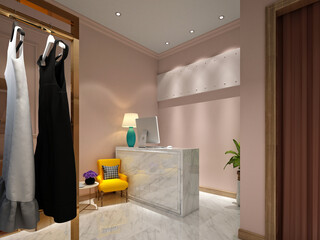 3d render fashion shop cashier