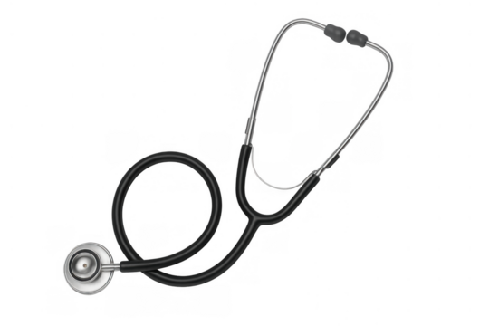 Stethoscope medical tool for health monitoring and diagnosis. Healthcare equipment for doctors and nurses on transparent background