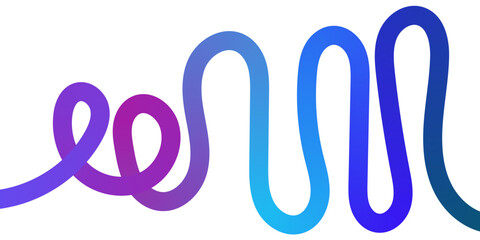 Abstract squiggly lines, Vibrant abstract gradient line with flowing pink to blue hues forming dynamic wavy curves. Modern minimalist background element perfect for cover, posters, tech art