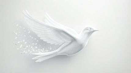 Fototapeta premium Elegant White Dove in Flight - Symbol of Peace and Freedom.