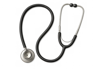 Stethoscope for medical examination, hearing heartbeat, lung sounds, health diagnosis on transparent background