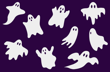 halloween collection clip art flying ghost. Halloween illustration design.
