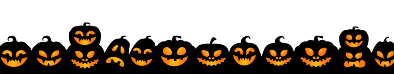 black halloween pumpkin monster with various expression. Halloween illustration design.